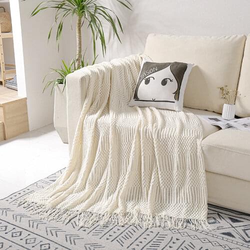 Inya Bohemian Knitted Sofa Blanket with Tassels Thread Blanket Sleeping Rugs Soft Bed Throw Vintage Home Decor Tapestry