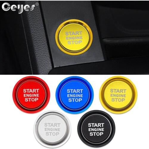 Ceyes Auto Engine Start Stop Button System Cover Car Styling Stickers Ring Case For Audi Q5 8R A4 B9 A7 C7 Circle Accessories