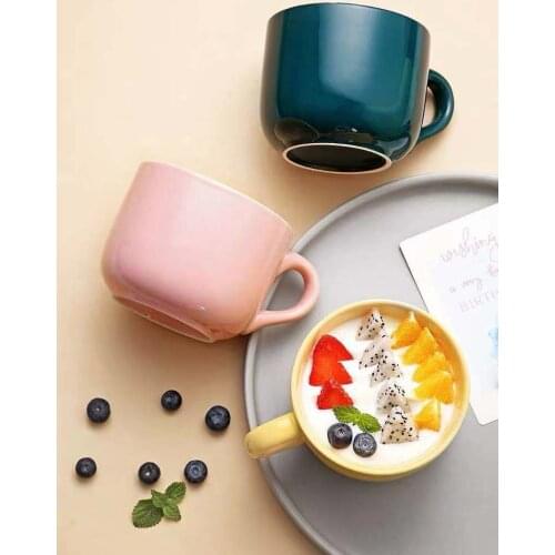 European style big belly milk cup large capacity oatmeal breakfast cup home soup bowl student children creative ceramic mug