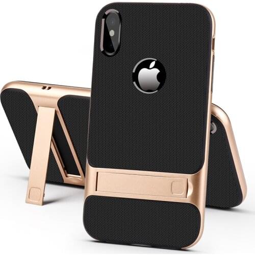 For Apple iphone XS Max XR X Case Luxury Soft silicone+PC With stand Hybrid Protective back cover for iphone 6 6S 7 8 Plus shell