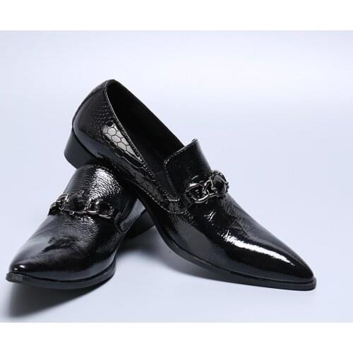 Deification Black Zapatos Hombre Crocodile Grain Sapato Social Formal Shoes Men Crystal Studded Business Party Office Shoes Men