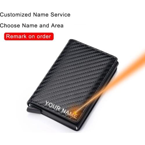 Carbon Fiber Anti Rfid Bank Card Holder Men Women Business Creditcard Holder Wallet Case Leather Bag Popwallet Logo dropshipping