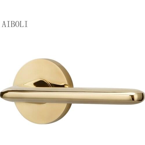 Bathroom Door Lock Indoor Bathroom Toilet Single Tongue Wooden Door Lock Gold Mute Keyless Ball Three Bar Lock