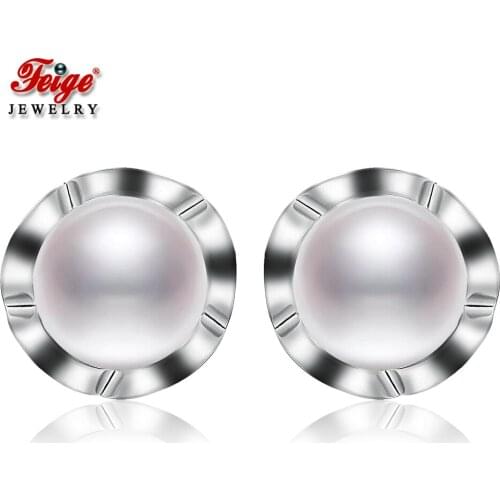 Elegant Design Female Earrings 925 Sterling Silver 3 Colors Freshwater Pearl Stud Earring for Women Fine Jewelry Gifts FEIGE