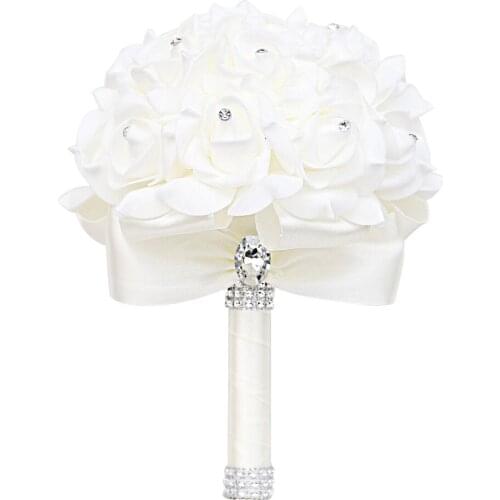 European and American Brides Holding Flowers Wholesale Wedding Ribbon Simulation Bouquet Wedding Supplies