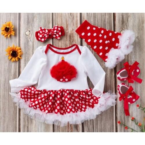 My First Birthday Costumes Infant Toddler Baby Girls Outfits Newborn Long Sleeve Bodysuit Polka Dot Dresses leg warmer shoes Set