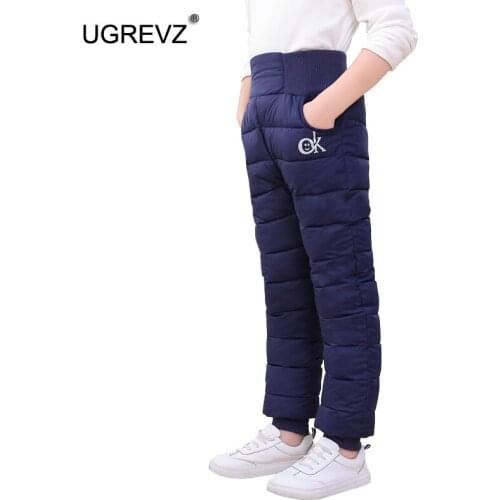 New Boys Winter Pants for Girls Cotton Padded Thick Warm Trousers Waterproof Ski Pants High Waist Toddler Kid Leggings 3-12 Year