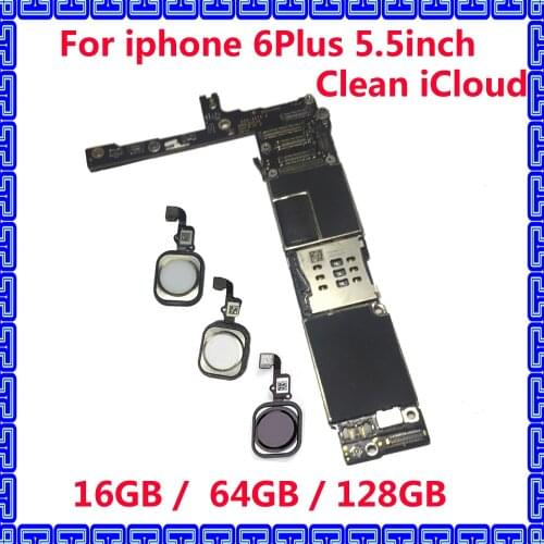 Clean unlocked iCloud motherboard for iphone 6 Plus,16GB 64GB 128GB Original mainboard with / without touch ID for iphone 6Plus