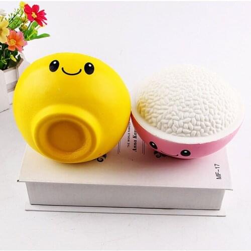 Kawaii Squishy Antistress Jumbo Bowl Rice Cartoon Soft Slow Rising Anti-stress Squishys Simulation Food Stress Reliever kid Toys