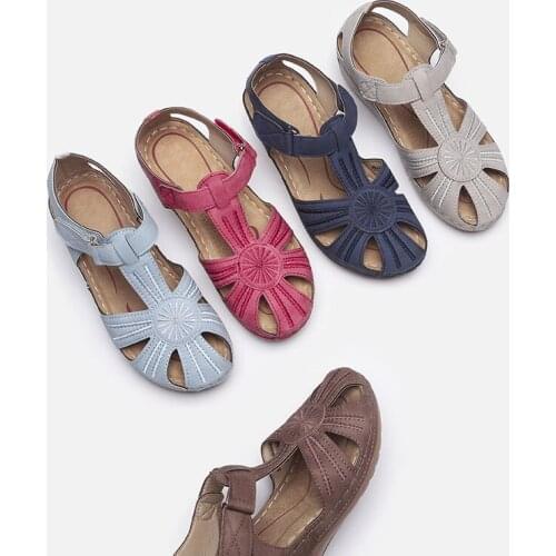 Fashion Womens Shoes 2021 Round Toe Clogs Wedge Female Sandal Anti-Skid Large Size Luxury Platform Summer Girls Comfort Retro Fl