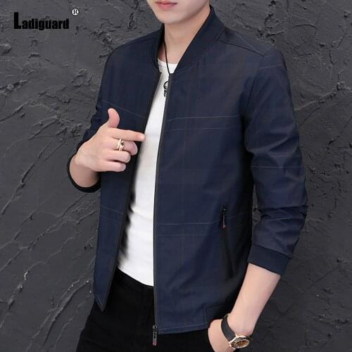 Ladiguard Plus Size 8xl Mens Casual Jackets 2021 New Spring Autumn Mandarin Collor Jacket Patchwork Zipper Coats Men Clothing