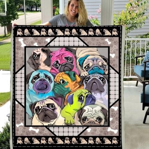 Funny Pug Dog Face Soft Throw Plush Sherpa Fleece Blanket