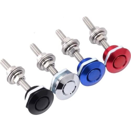 25mm Universal 54mm Long Rod JDM Style Push Button Billet Hood Lock Clip Kit Black Silver Red Blue Car Exterior Parts