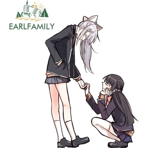 EARLFAMILY 13cm x 11.5cm for Schoolgirl Waterproof Decal Fine Scratch-proof Motorcycle Fine Snowboard Anime Vehicle Car Stickers