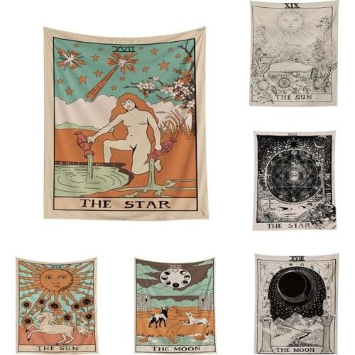 Tarot Card Tapestry Wall Hanging Astrology Divination Bedspread Beach Mat