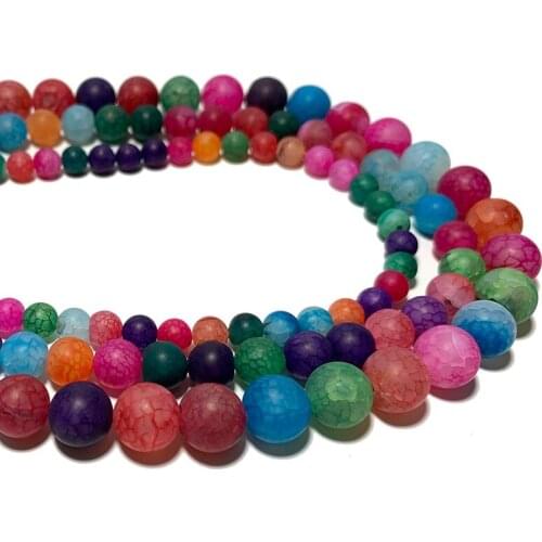 Wholesale Colorful Dull Polish Dragon Vein Agates Natural Round Matte Stone Beads For Jewelry Making DIY Bracelet 6/8/10MM 15
