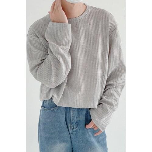 Autumn round neck long-sleeved T-shirt mens loose and versatile Korean version of the bottoming shirt trend thin top