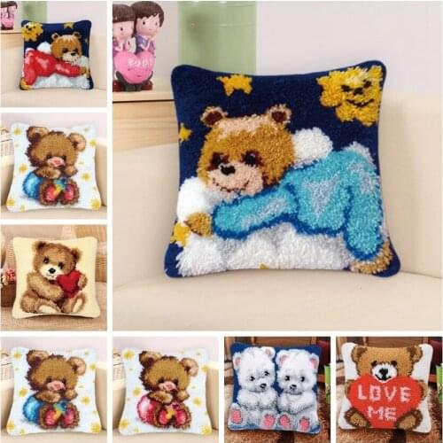 Foamed Knooppakket Latch Hook Rug Kits Animal Blank Canvas Cute Cross Stitch Pillows klink haak kussen knooppakket tapijt DIY