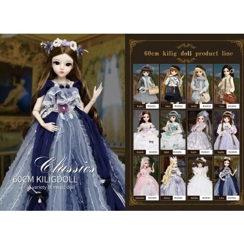 60cm Lifelike Fashion Girl Kilig Doris doll1/3 Bjd Doll Full Set Jointed Doll Toys for Gifts