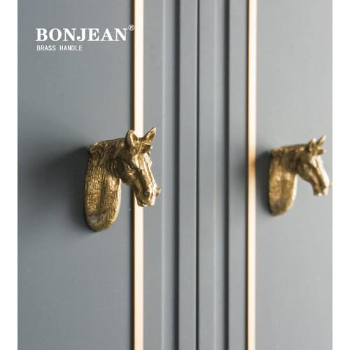 Bonjean Animal Solid Brass Knob,Horse Cabinet Drawer Pull Doorknob Horse Vintage Hardware Knobs Drawer Pulls Handle