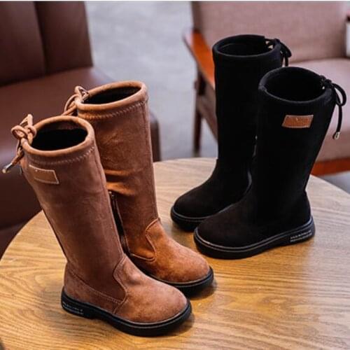 Big Girls Boots Knee High Boots Childrens Long Boots Princess Shoes Non-Slip Flock Soft Warm Boot For Teenage Girl