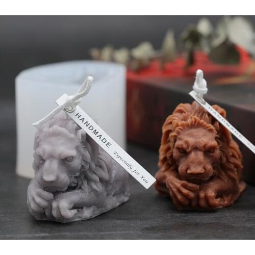 1Pcs Lion head silicone candle mold DIY Wax Candle Molds Lion Head Plaster Molds