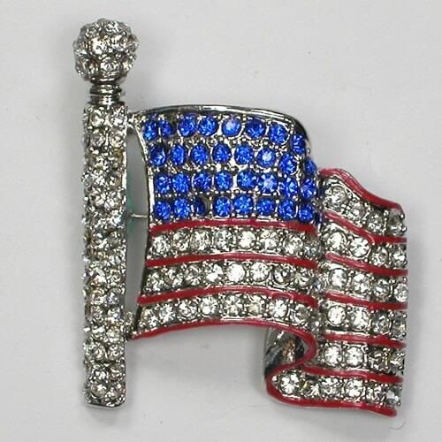 Rhinestone USA FLAG Pin brooches C355
