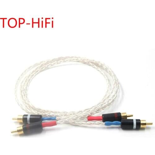 TOP-HiFi RCA Aduio Cable 8AG Single Crystal Silver Audio Cable RCA Interconnect Cable with Gold plated RCA plug