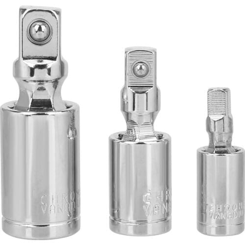 NICEYARD 360 Degree Rotary Head Universal Joint Set Ratchet Wrench Socket Adapter 1/4" 3/8" 1/2" Extension Bar Bendable Adapter