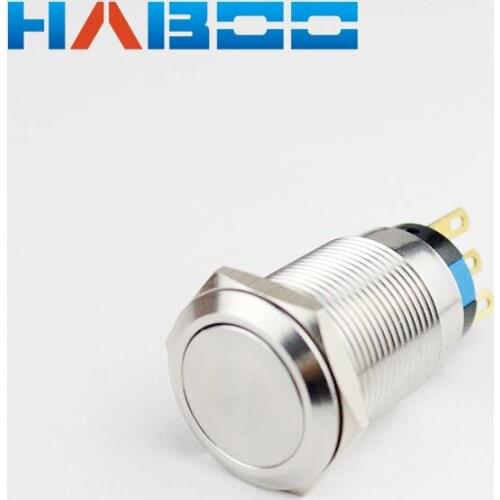 10pcs/lot waterproof IP67 HABOO dia.19mm anti-vandal reset momentary metal push button switch stainless steel 250V 3A