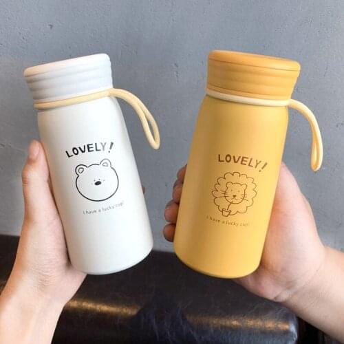 Japanese cartoon stick figure printing small hip flask insulated water cup portable handle office home general couple cup F855