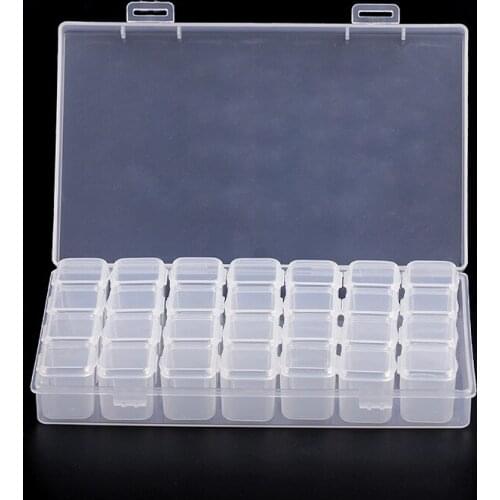 28-compartment nail art detachable plastic transparent storage box portable nail art rhinestone beads jewelry dropproof tool box