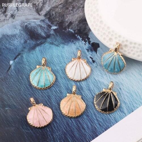 PURPLEGRAPE DIY Handmade Jewelry Earrings Accessories Womens Jewelry Alloy Pendant Bracelet Material Shell Scallops 10pcs