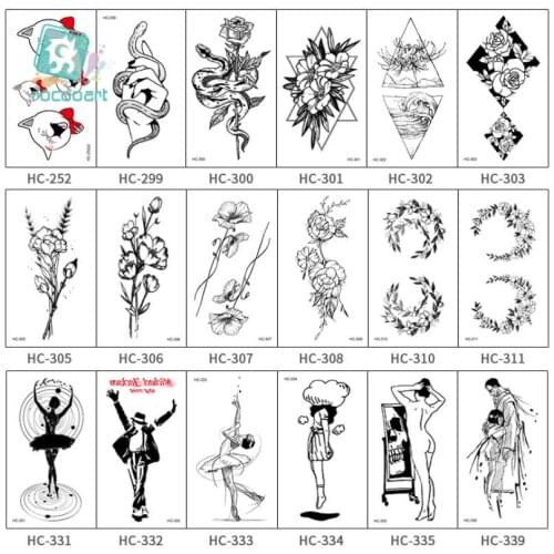 1PC Temporary Tattoo Black Flower Tattoo Sleeves Water Transfer Sticker Peony Rose Body Art Sexy Tatoo Girl Arm Ho T1784