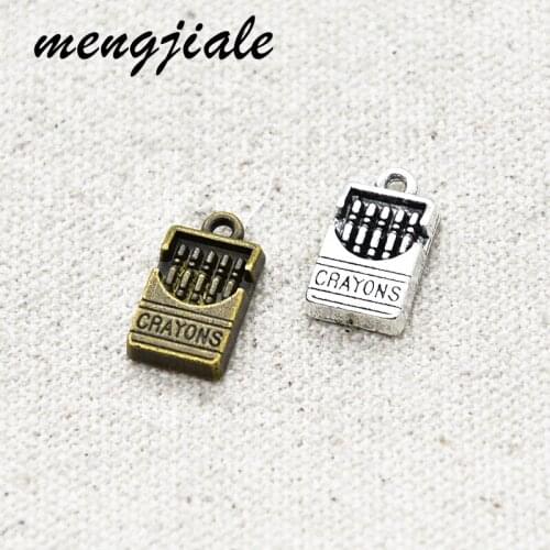 20pcs Two color alloy metal crayon charms Stationery series Pendants for Jewelry accessories making 17*9mm