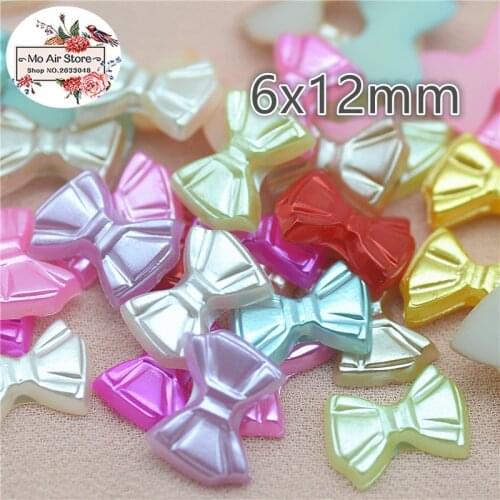 200pcs/lot 6x12mm mix color bowknot pearl Beads ABS Resin Flatback Simulated pearl Beads Jewelry Crafts