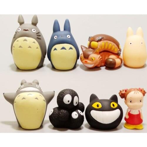8pcs/Set Hayao Miyazaki Animation Film Action Figure Ornaments Spirited Away Mei Totoro Finger Model Toys Ashtray
