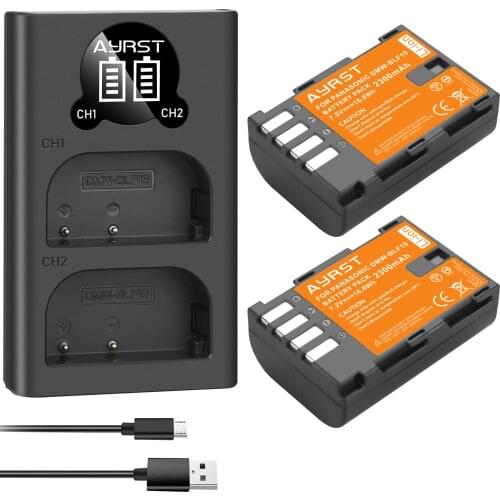 2x 2300mAh DMW-BLF19E DMW-BLF19 Camera Battery DMW BLF19 BLF19 BLF19E +LED Dual USB Charger for Panasonic Lumix GH3 GH4 GH5 G9