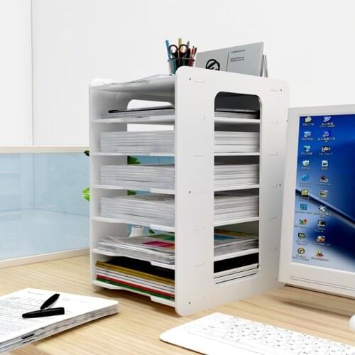 None Document Paper Organizer Case Office Table Desk Storage Superposition Filling File Box Holder Plastic Size Storage Box