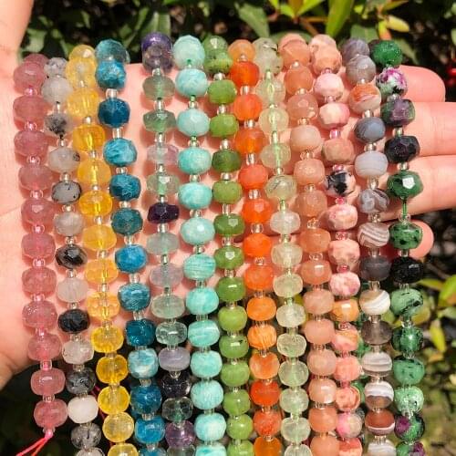 8x6mm Natural Apatite Sunstone Amazonite Faceted Beads Wheel Beads Spacer Beads for Jewelry Making Handmade Jewelry Diy Beads