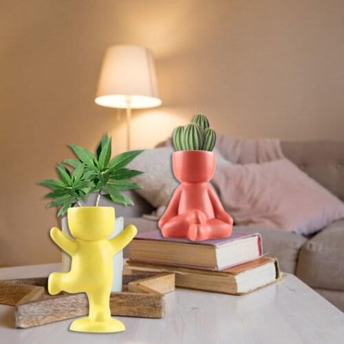 Character Portrait Flowerpot Ceramics Succulents Plant Pot Planter Vase Home Desktop Decor Micro Landscape for Indoor Outdoor