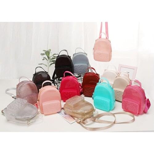 Kids Glitter Colorful PVC Jelly backpack for summer Women mini backpack Beach bag
