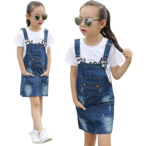 Brand Baby Girls Denim Dress Clothing for 3-10 Years Girls Infant Kids Summer Fashion Teenager Belt Dresses Vestidos Sundress