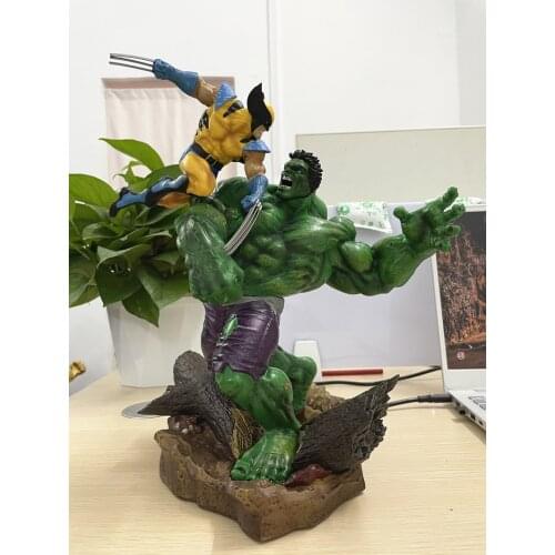 [VIP] Large size 36cm Combat Scene version green giant VS Wolf PVC Action figure Green man Statue collection model adult gift