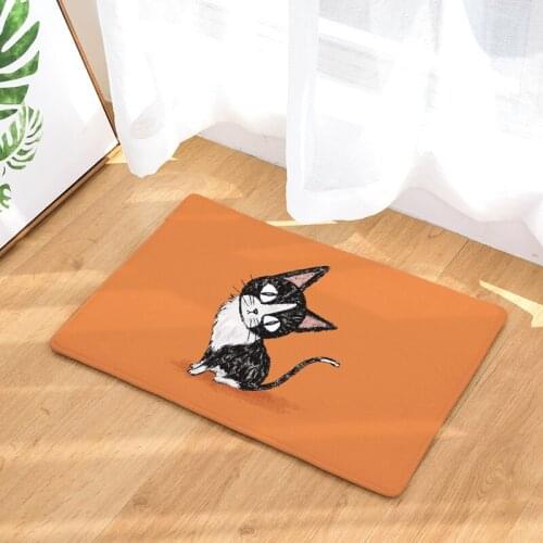 Flannel Waterproof Welcome Mats for Front Door Cute Cartoon Cat Kitchen Mats for Floor Living Room Rug Decorative Mat Home Decor