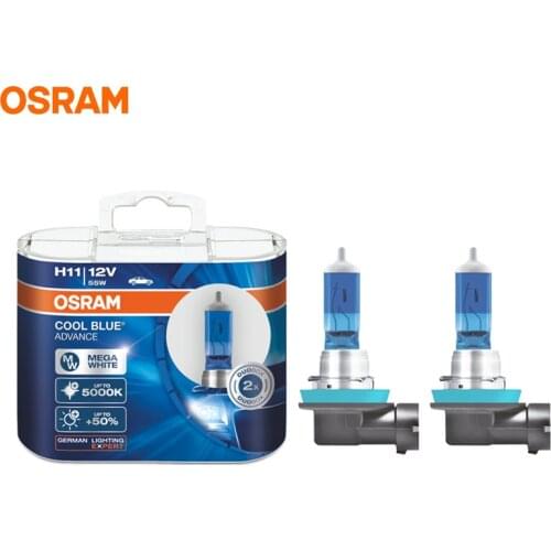 OSRAM H11 5000K 12V 55W 62211CBA Cool Blue Advance Halogen Bulbs Xenon Mega White 50% More Light Car Lamps Headlight 2pcs