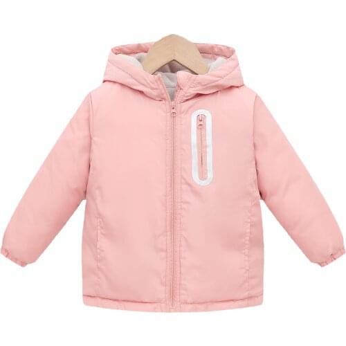 Plush padded hooded boys cotton jacket cotton jacket, winter new childrens clothing cotton jacket childrens down jacket