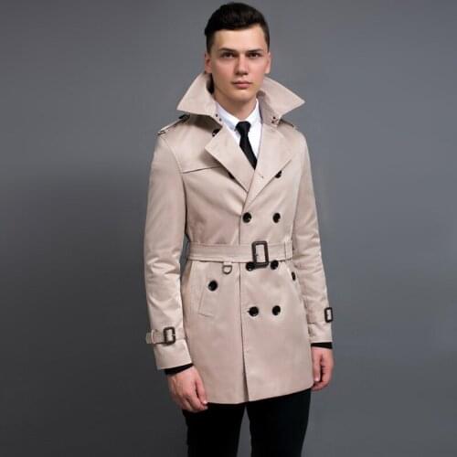 Classic Medium Long Mens Coats Luxury Solid Color Double Breasted Mens Jackets And Coats Plus Size 6xl British Style Man Trench