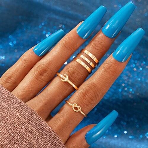 Docona 3pcs/sets Vintage Gold Color Joint Rings for Women Crescent Heart Metal Alloy Rings Set Jewelry Accessories Anillos 17184