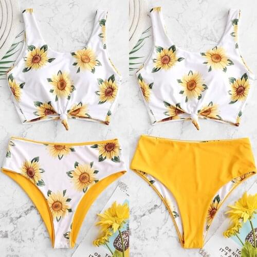 Floral Print Low Waist Bikini Sets Swimsuit Women Sexy Two Pieces Swimwear Double Sided Bikini 2021 Female Beach Bathing Suits